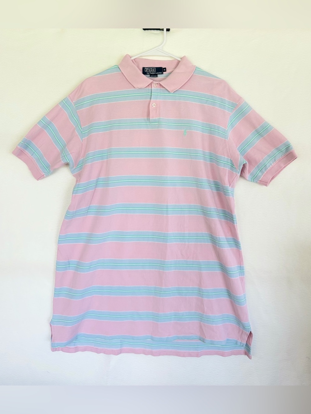 Polo by Ralph Lauren Pastel Pink and Blue Striped Polo Shirt